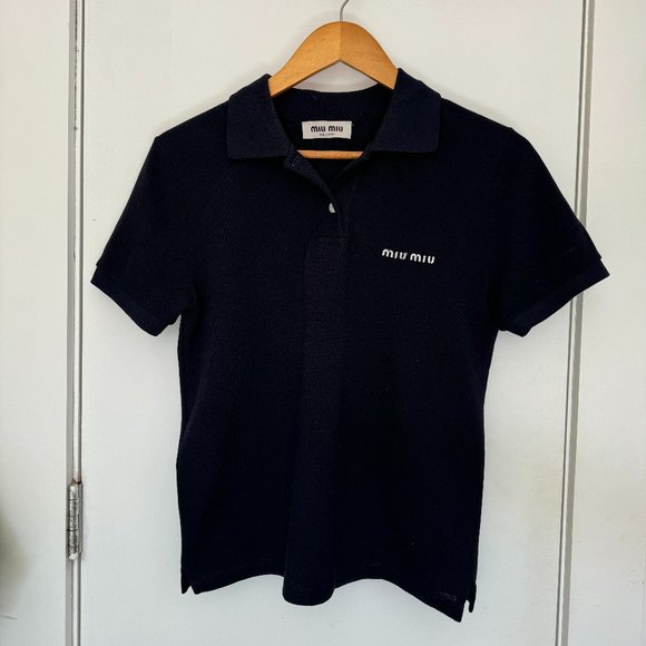 トップス MIU MIU 22SS Garment Dye Polo Shirt MIU MIU 22SS Garment Dye Polo Shirt